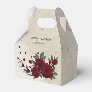 Burgunder-Blumen-Grün-Hochzeit Geschenkschachtel