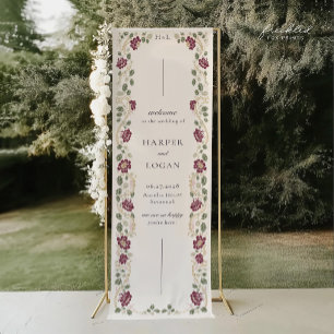 Burgunder-Blumen-Hochzeits-Willkommensbanner 2,5 x Banner