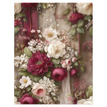 Burgunder-Blumen-Junk-Journal-Scrapbook-Papier