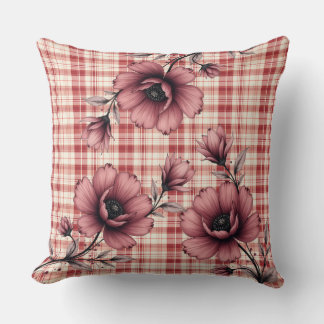 Burgunder Blumen Reversible Kissen