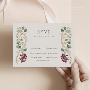 Burgunder-Blumen-Rot-Art-Nouveau-RSVP-Karte mit Ma RSVP Karte
