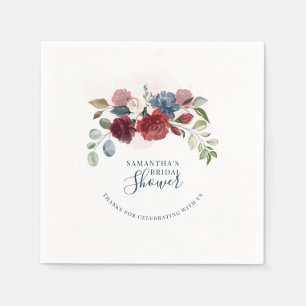 Burgunder Blumen Schriftzug Future Mrs Brautparty Serviette