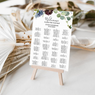 Burgunder Blumen und Grünpflanzen Alphabetische Si Poster