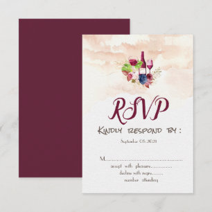 Burgunder Blumen Weinprobe Aquarell RSVP Einladung