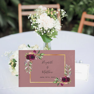 Burgunder Blumengarten Cinnamon Rose Hochzeit Gästebuch