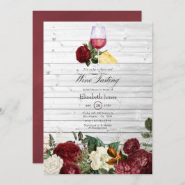 Burgunder Blumenkäse und Brautparty Einladung