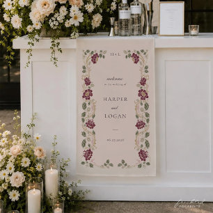 Burgunder Blumenstoff Hochzeitswillkommensbanner Banner