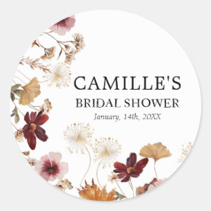Burgunder Boho Herbst-Blumen-Rundsticker Runder Aufkleber