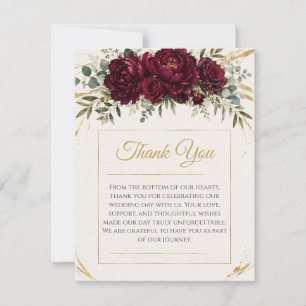 Burgunder Botanische Hochzeit Danke Karte