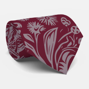 Burgunder Botanische Krawatte Paisley Schlips