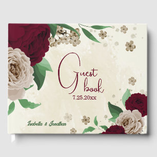 Burgunder Champagner Blume Hochzeit Gästebuch