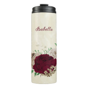 Burgunder Champagner Blume Hochzeit Thermosbecher