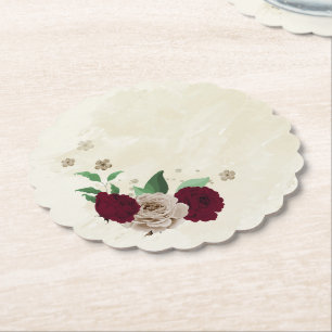 Burgunder Champagner Blume Hochzeit Untersetzer