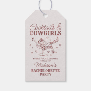 Burgunder Cocktails und Cowgirls Rodeo Bachelorett Geschenkanhänger