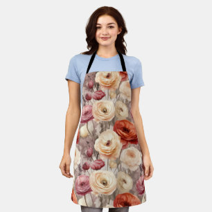 Burgunder Creme Frühlingsblumen Brautparty Schürze