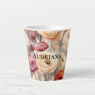 Burgunder Creme Frühlingsblumen   Milchtasse