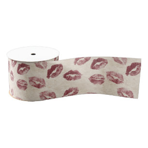 Burgunder Creme Lippen Kuss Junggesellinnenabschie Ripsband
