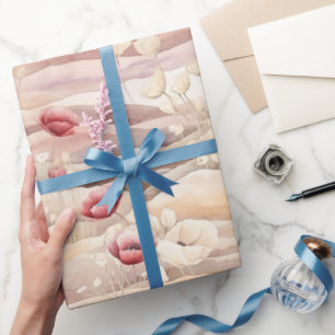 Burgunder Creme Rouge Floral Brautschmaus Geschenkpapier