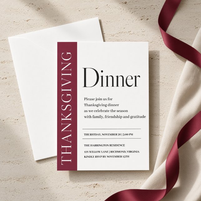 Burgunder-Editorial-Thanksgiving-Dinner Einladung (Von Creator hochgeladen)