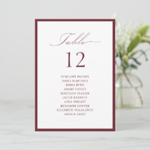 Burgunder Elegante Schrift Tisch Sitzordnung Einladung