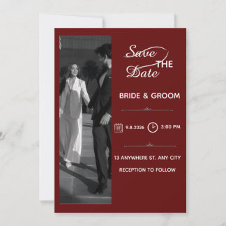 Burgunder Eleganz Modernes Foto Save the Date