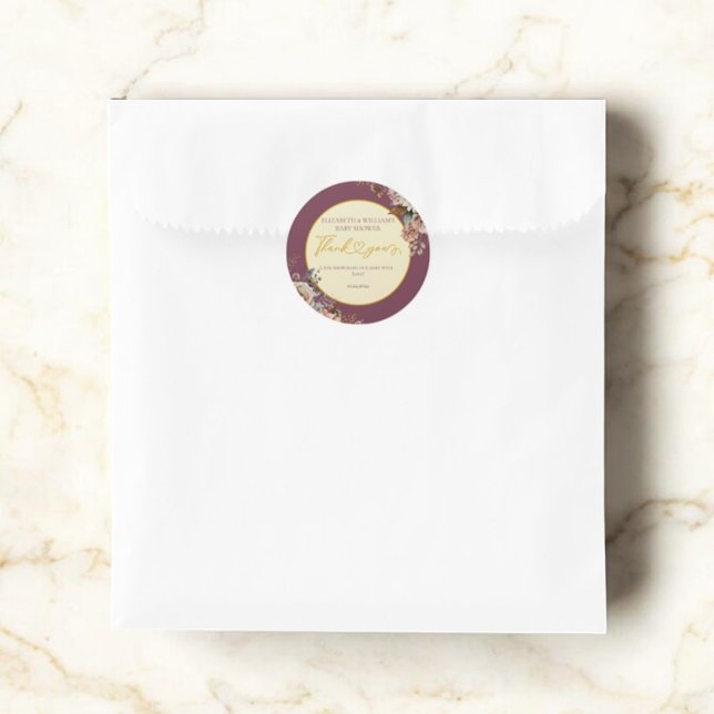 Burgunder Fall in Liebe Fall Blühende Elegante Bur Runder Aufkleber (Von Creator hochgeladen)