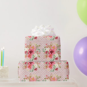 Burgunder Floral Aquarell Rotwein Hochzeit  Geschenkpapier