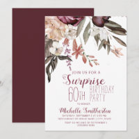 Burgunder Floral Boho Vintage 60. Geburtstag