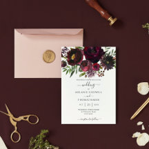 Burgunder Floral Botanisch Elegante Hochzeit Luxus