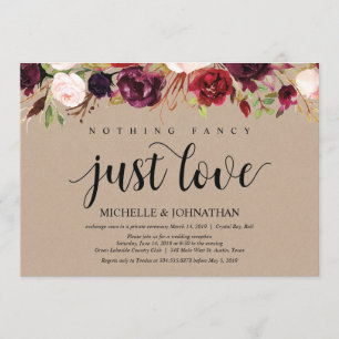 Burgunder Floral Elopement Reception Kraft Einladu Einladung