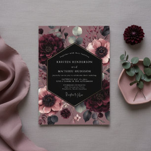 Burgunder Floral Enchantment Hochzeit Einladung