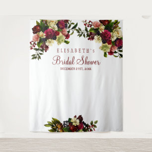 Burgunder Floral Hochzeitsdusche Fotobox Hintergru Wandteppich