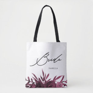 Burgunder Floral mit stilvoller Braut-Schriftzug