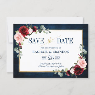 Burgunder Floral Navy Blau Gold Rahmen Save-the-Da