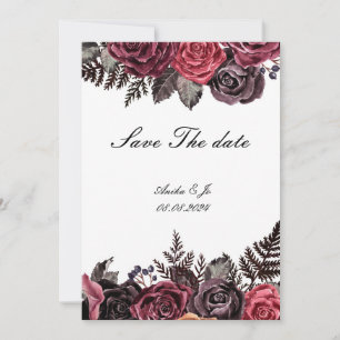 Burgunder Floral Save-the-Date-Hochzeit Save The Date