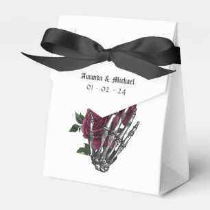 Burgunder Floral Skelett Gothic Hochzeit Geschenkschachtel