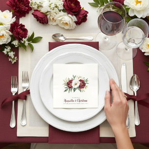 Burgunder Florale Botanische Hochzeitsservietten Serviette