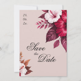 Burgunder Florale Hochzeitseinladung Save The Date
