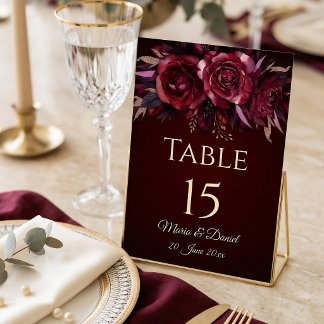 Burgunder Florale Hochzeitstisch Nummer Tischnummer
