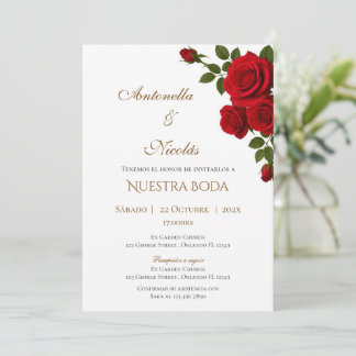 Burgunder Florale Spanische Hochzeitseinladung Einladung