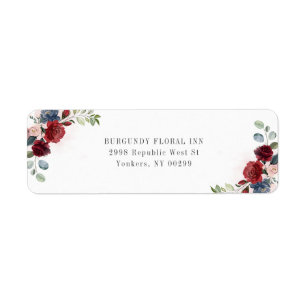 Burgunder Florales Aquarell Rücksendeadresse