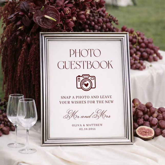 Burgunder Foto-Gästebuch Hochzeit Poster (Von Creator hochgeladen)