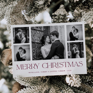 Burgunder Frohe Weihnachten   Elegantes Foto-Raste