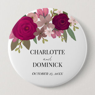 Burgunder Garten Blumen Hochzeit Button