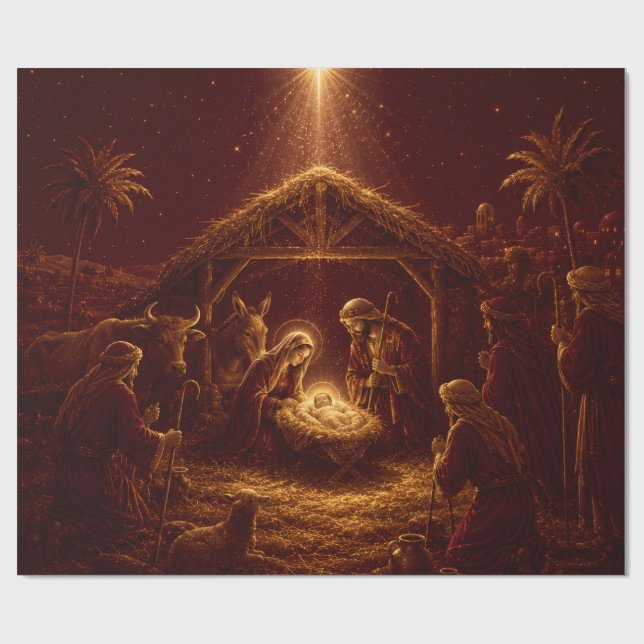 Burgunder Geschenkpapier zur Geburt (Flach)