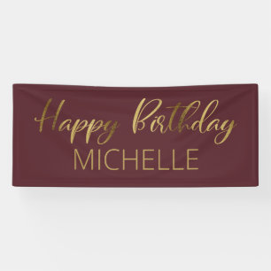 Burgunder Gold Alles Gute zum Geburtstag Banner