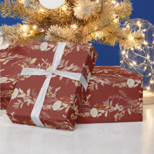 Burgunder-Gold-Blumen-Geschenkverpackungspapier Geschenkpapier