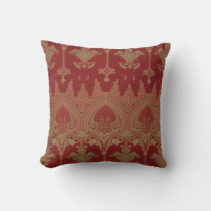 Burgunder Gold Damast Vintage Elegante Brokat Kissen