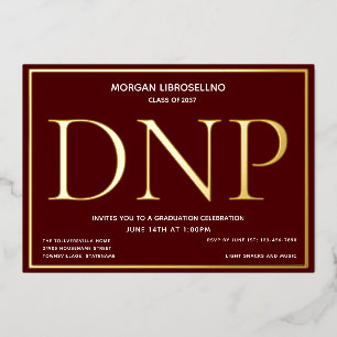Burgunder Gold DNP Abschlussfeier Folieneinladung