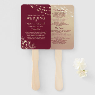 Burgunder-Gold-Hochzeitsprogramm-Fächer Fächer